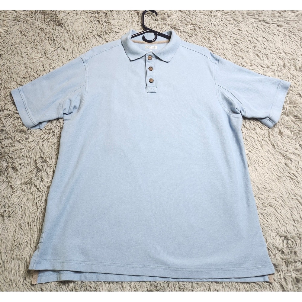 Duluth Trading Co Polo Shirt Mens Large Tall LT‎ Light Blue Cotton Short Sleeve